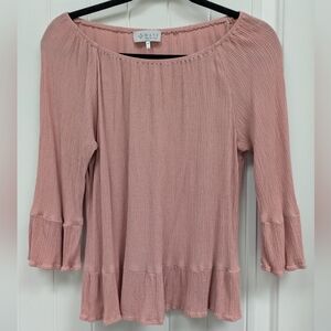 WAYF Blush Pink Peasant Blouse
